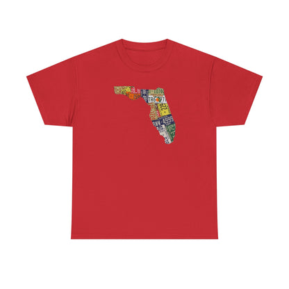 Florida License Plate Map T-Shirt — Vintage State Silhouette Tee