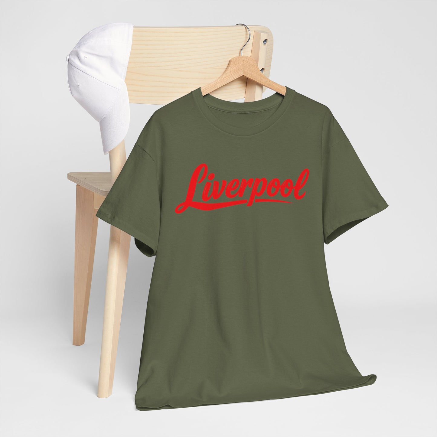 Liverpool Script T-Shirt — Retro Red Logo Tee for Fans