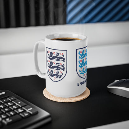 England Three Lions Ceramic Coffee Mug — 11oz & 15oz Football Fan Gift