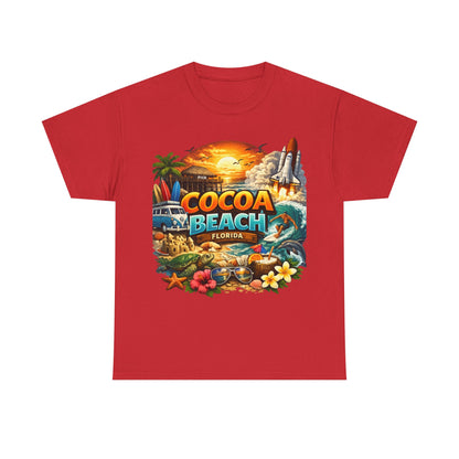 Cocoa Beach Florida Sunset Surf T-Shirt — Retro Beach Vacation Graphic Tee