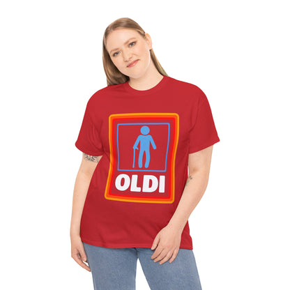 Oldi Retro Logo Tee — Funny Elderly Humour T-Shirt