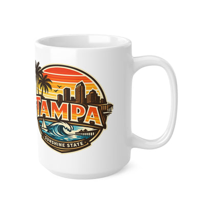 Tampa Retro Sunset Coffee Mug — Ceramic 11oz/15oz (Sunshine State Design)