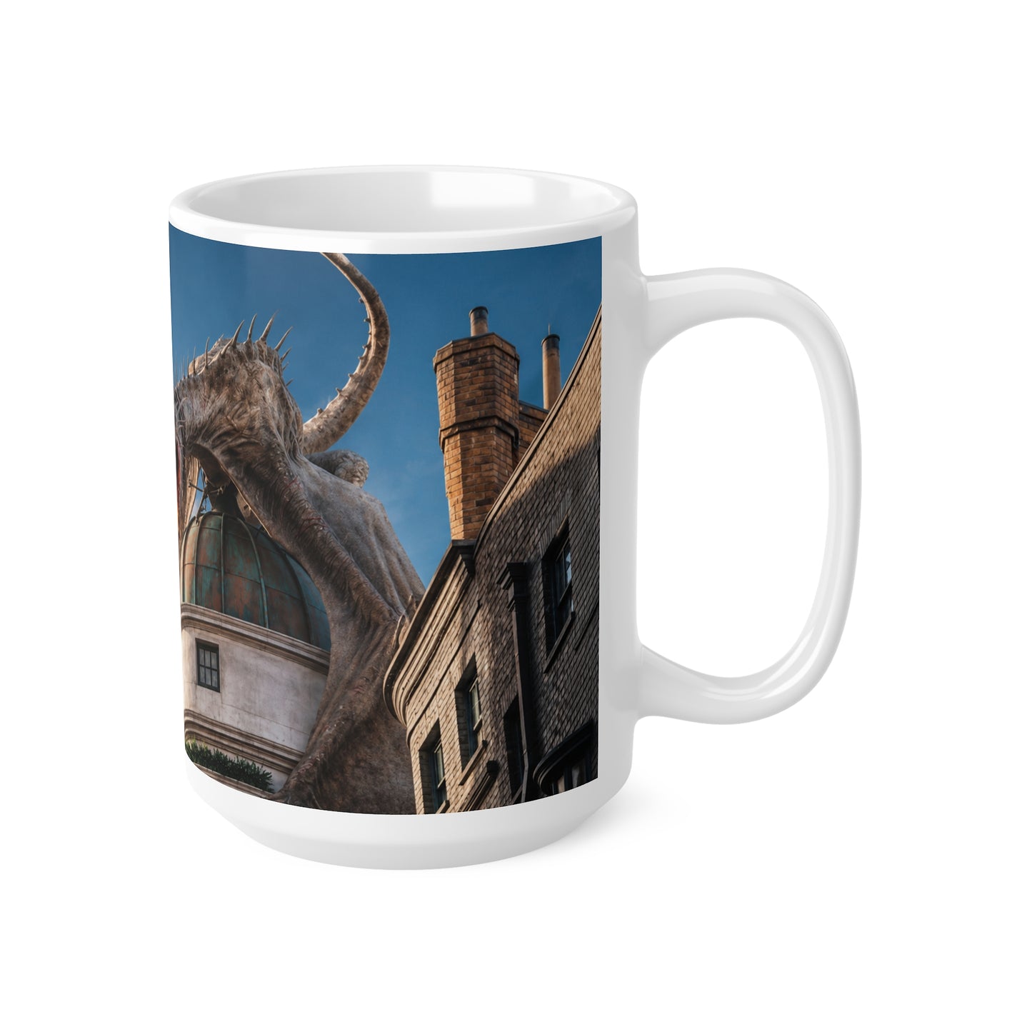 Harry Potter Dragon Fire Ceramic Mug — Fantasy Castle Scene Coffee Cup (11oz/15oz)
