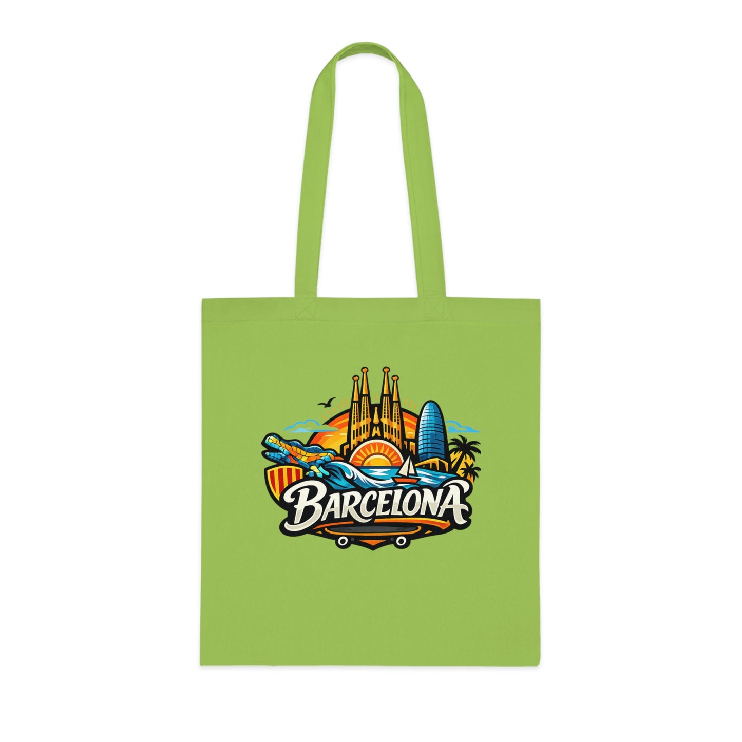 Barcelona Skyline Cotton Tote — Souvenir Travel Beach Bag