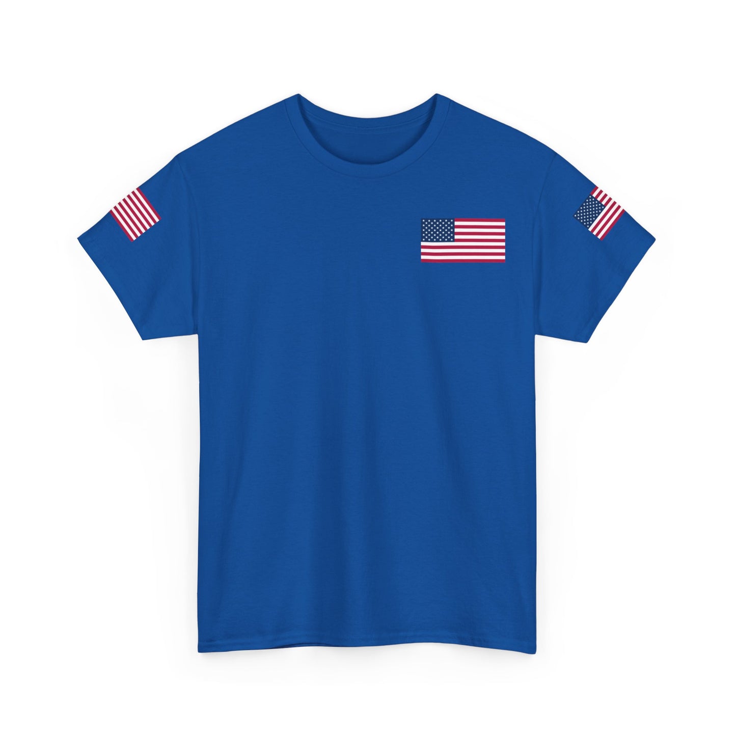 Team USA Flag T‑Shirt — Patriotic Navy Tee with Back Shield Logo