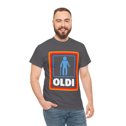 Oldi Retro Logo Tee — Funny Elderly Humour T-Shirt