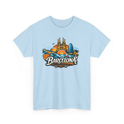 Barcelona Skyline Graphic Tee — Colorful Travel Souvenir T-Shirt