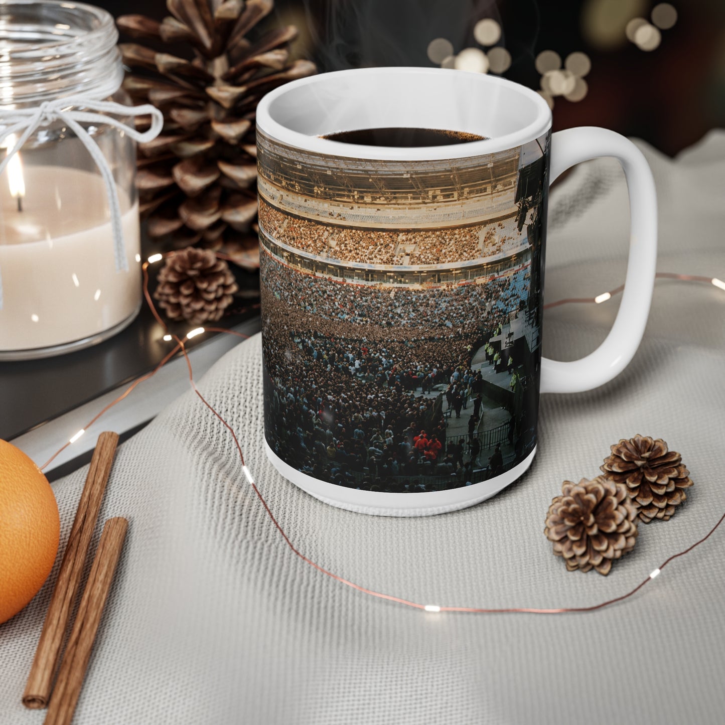 Oasis At Maine Road Concert Crowd Photo Mug — Live Stadium Panorama Ceramic Coffee Cup (11oz & 15oz)