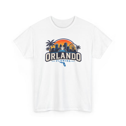 Orlando Florida Sunset T-Shirt — Retro Skyline & Palm Tree Vacation Tee