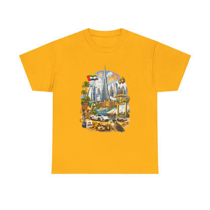 Dubai Skyline Beach Vacation T-Shirt – Retro Travel Collage Tee