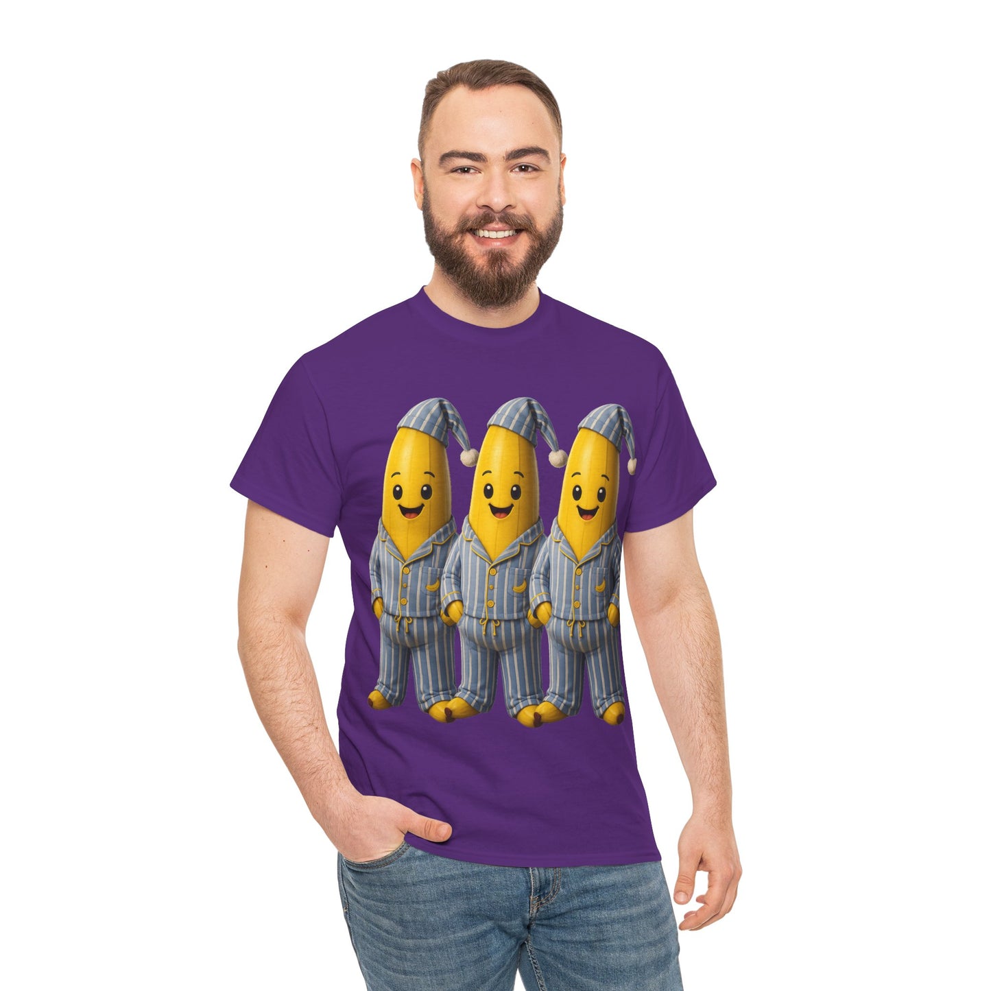 Bananas in Pyjamas – Three Smiling Bananas in Striped Pajamas Graphic T-Shirt
