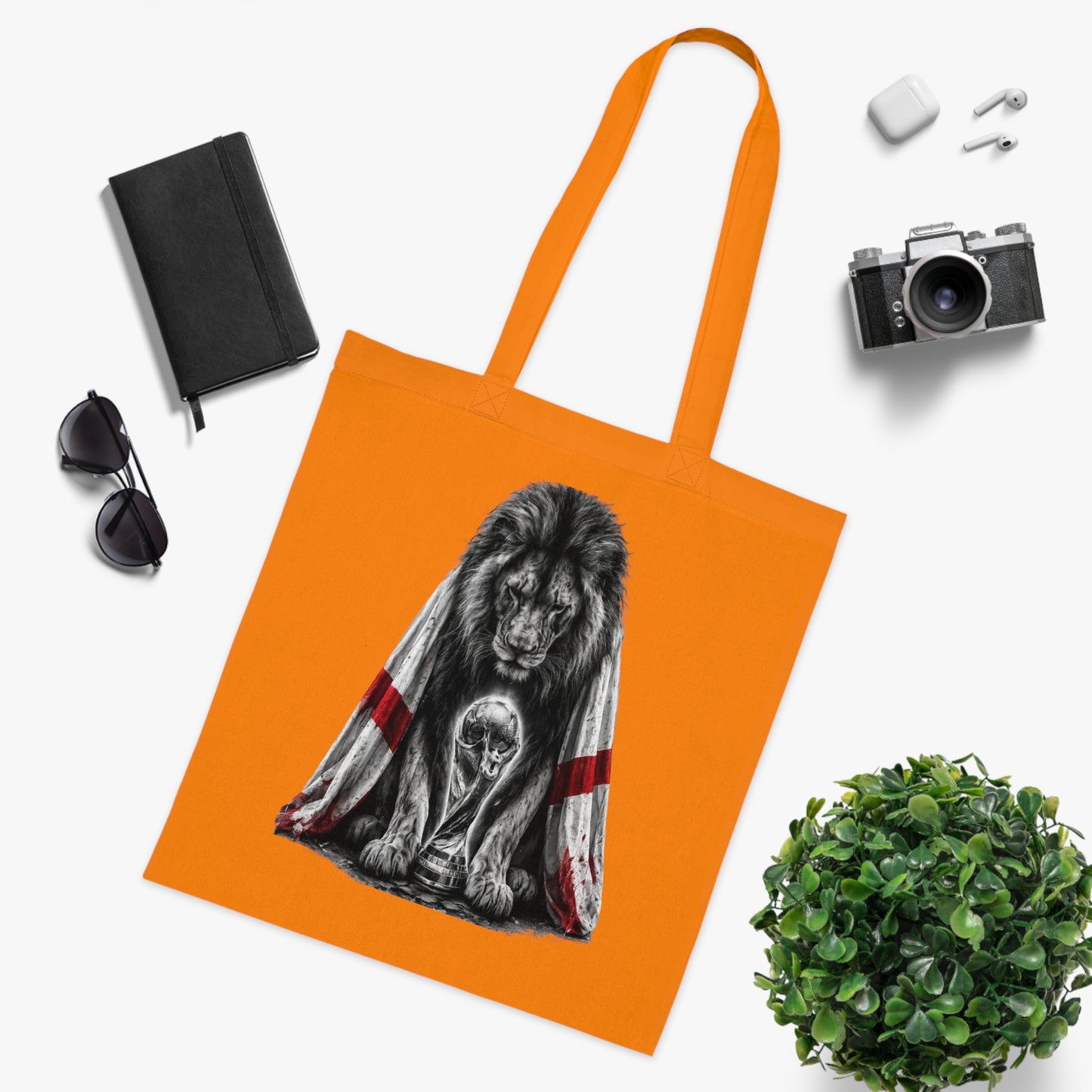 England Lion Tote Bag – Protective Lion Illustration Cotton Tote