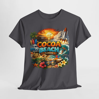 Cocoa Beach Florida Sunset Surf T-Shirt — Retro Beach Vacation Graphic Tee