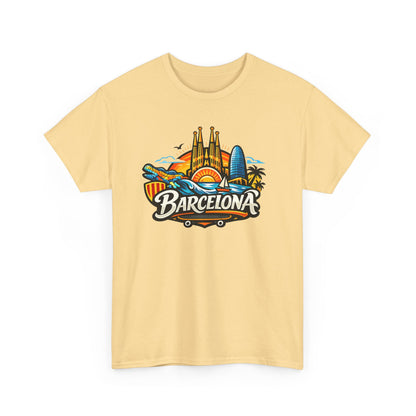 Barcelona Skyline Graphic Tee — Colorful Travel Souvenir T-Shirt