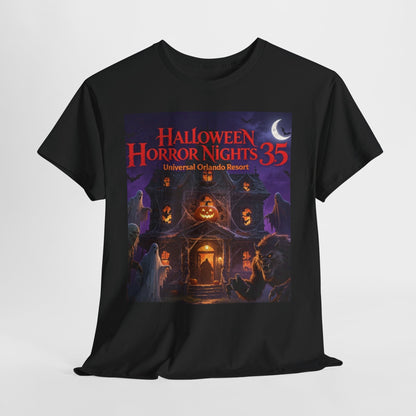 Halloween Horror Nights 35 T-Shirt — Haunted House Pumpkin Graphic Tee