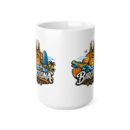 Barcelona Skyline Coffee Mug — Colorful Travel Souvenir 11oz/15oz