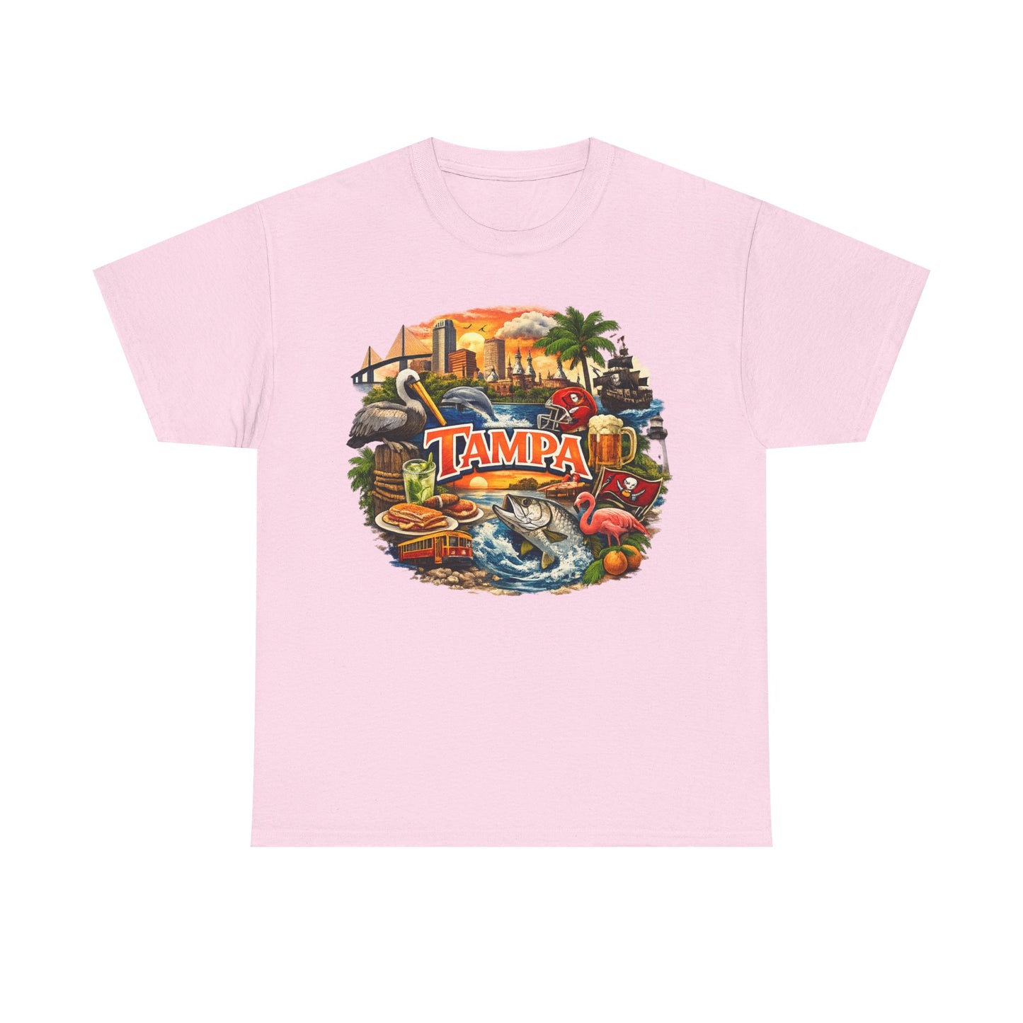 Tampa Florida Retro Scenic Tee — Vintage Beach, Skyline & Wildlife Graphic