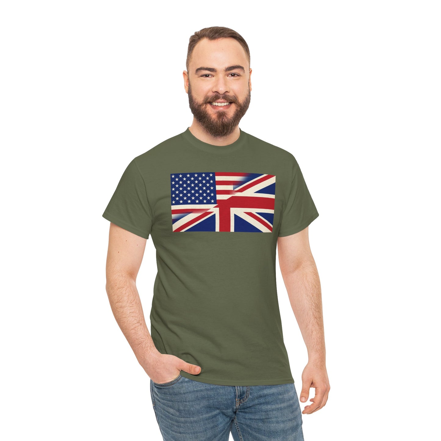 USA-UK Flag Graphic Tee — American British Union Jack Mashup T-Shirt
