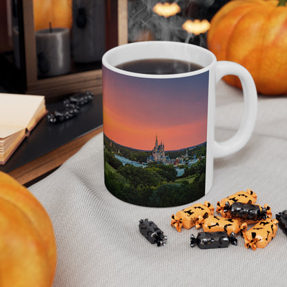 Sunset over Magic Kingdom Landscape Ceramic Mug — 11oz & 15oz Scenic Coffee Cup