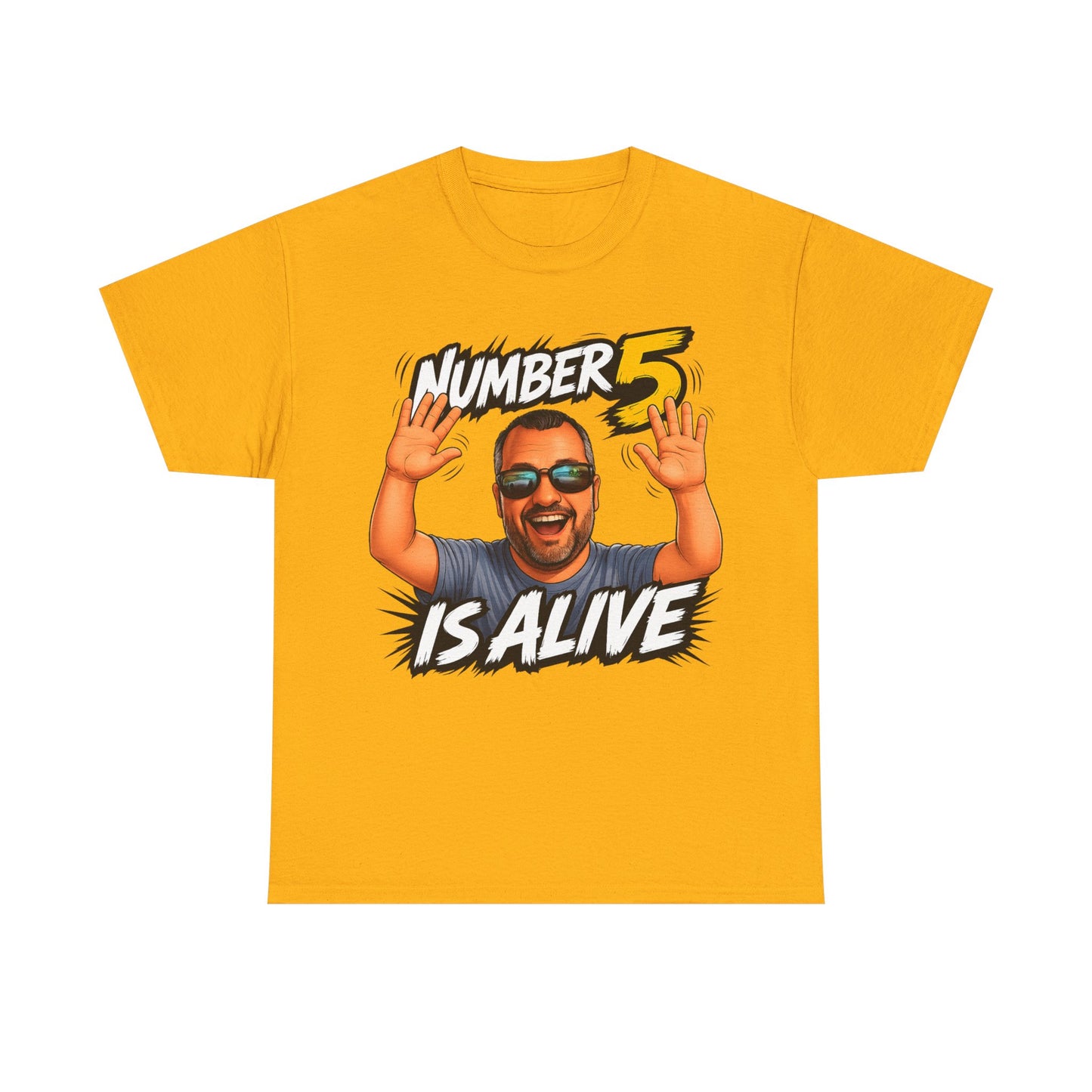Number 5 Is Alive Graphic Tee — Funny Meme Face T‑Shirt