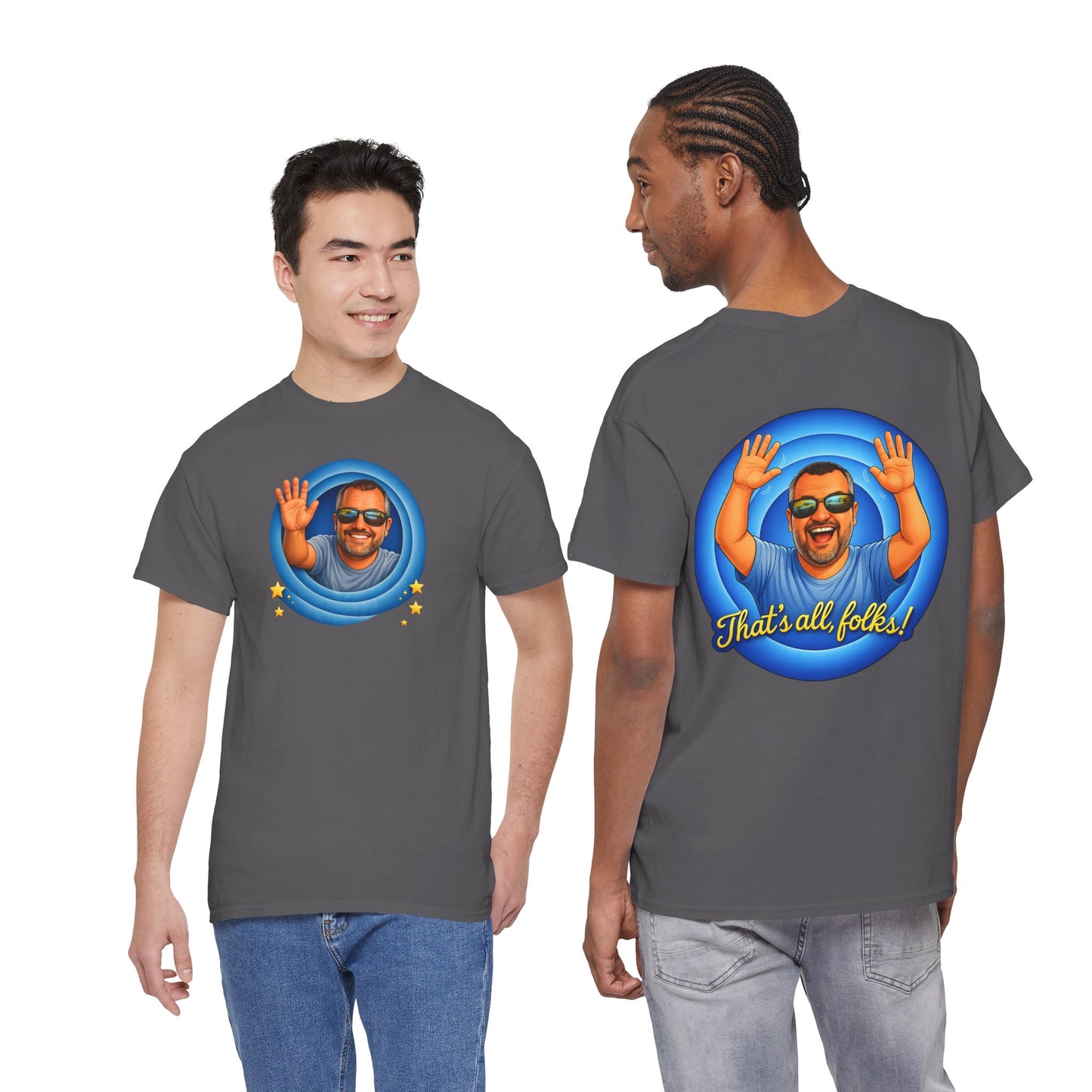 T-Shirt — "That's All, Folks!" Waving Portrait Graphic Tee