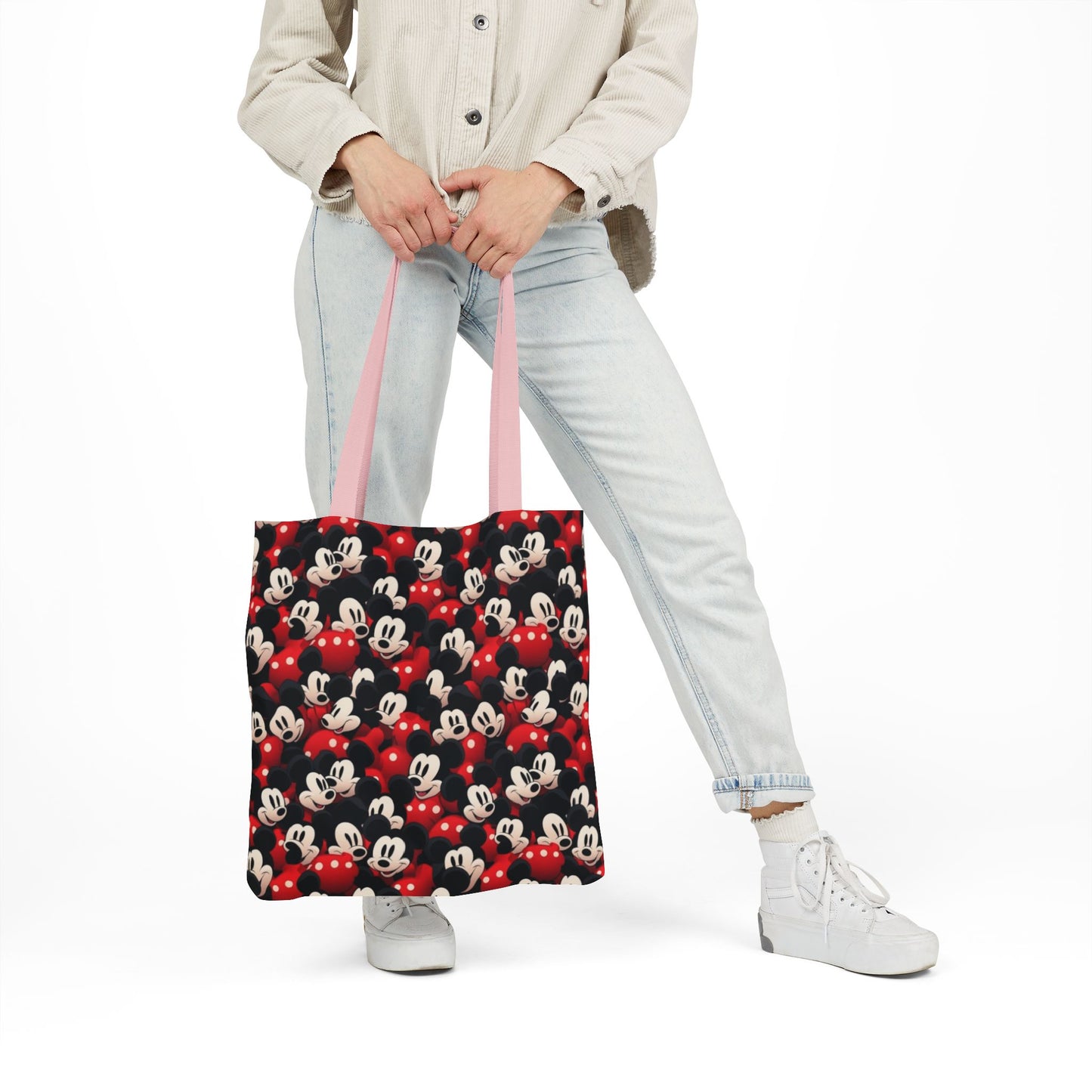 Mickey Mouse Canvas Tote — Retro Cartoon Character Allover Print