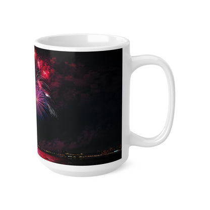 Statue of Liberty Fireworks Mug — Patriotic New York City Coffee Cup (11oz & 15oz)