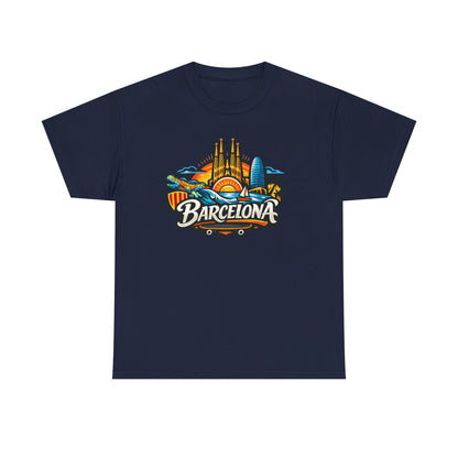 Barcelona Skyline Graphic Tee — Colorful Travel Souvenir T-Shirt