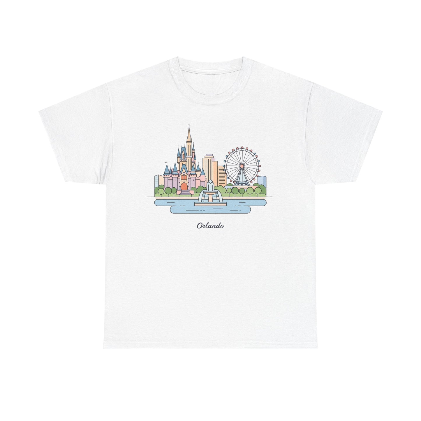 Orlando Skyline T-Shirt — Cute Cityscape Graphic Tee with 'Orlando' Text