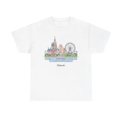 Orlando Skyline T-Shirt — Cute Cityscape Graphic Tee with 'Orlando' Text