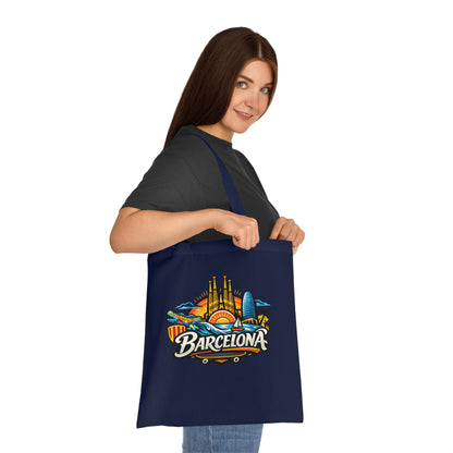 Barcelona Skyline Cotton Tote — Souvenir Travel Beach Bag