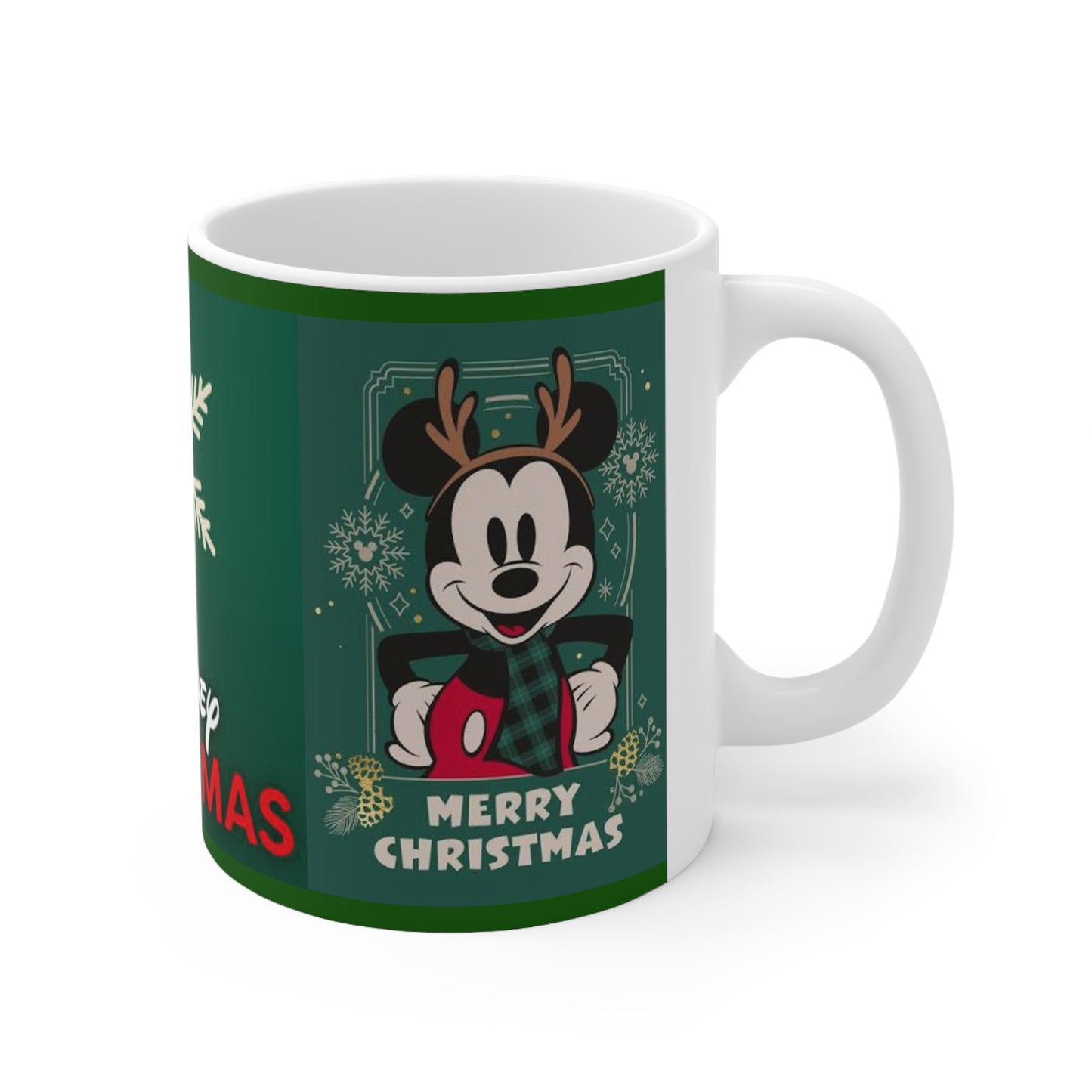 Disney Christmas Mickey Mug — Merry Christmas Ceramic Coffee Cup (11oz & 15oz)