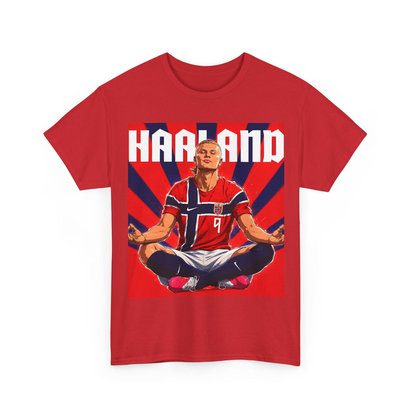 Erling Haaland Norway Soccer Tee — Retro Striped Athletic Graphic T-Shirt