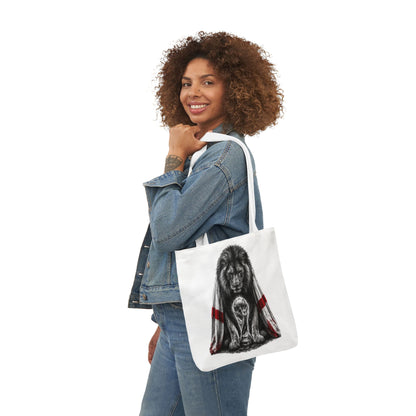 England Lion Guardian Canvas Tote — Protective Lion & Cub Illustration Tote Bag