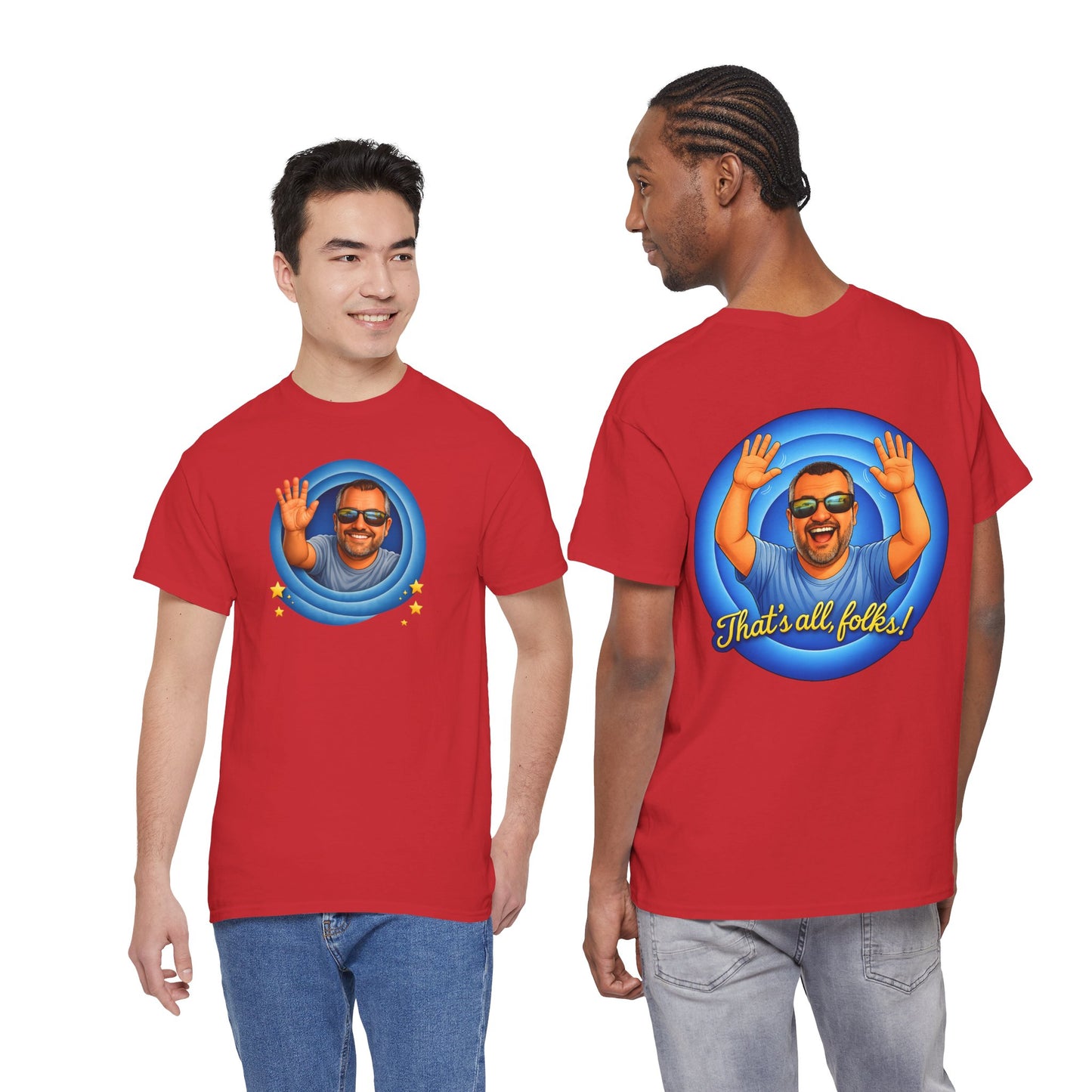 T-Shirt — "That's All, Folks!" Waving Portrait Graphic Tee