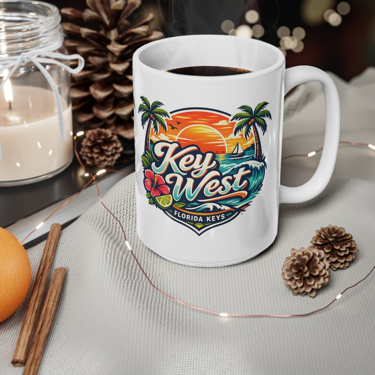 Key West Florida Keys Ceramic Coffee Cups, 11oz, 15oz