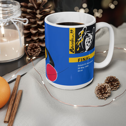 1999 Champions League FInal Programme Cover Inspired Coffee Mug — Ceramic Cup (11oz/15oz)