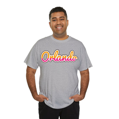 Orlando Retro Script Tee — Vintage Sunset City Souvenir Shirt
