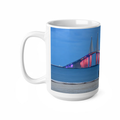 Florida State Trooper Bridge Nightscape Coffee Mug — Colorful Twilight Bridge Ceramic Mug (11oz & 15oz)