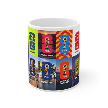 FIFA World Cup Cities Collage Mug — 11oz/15oz Ceramic Coffee Cup