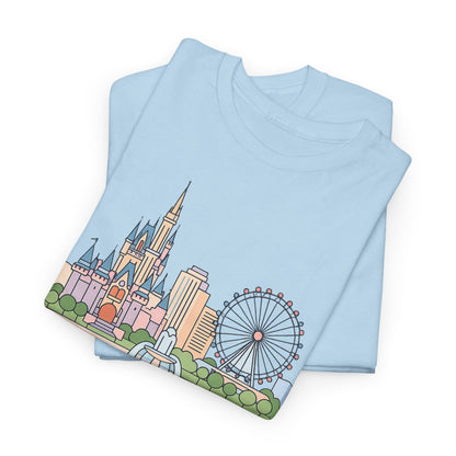 Orlando Skyline T-Shirt — Cute Cityscape Graphic Tee with 'Orlando' Text