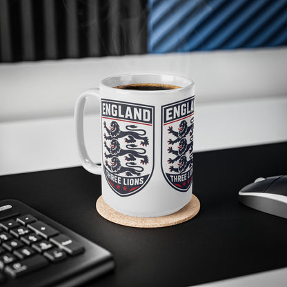 England Three Lions Ceramic Coffee Mug — 11oz & 15oz Football Fan Gift