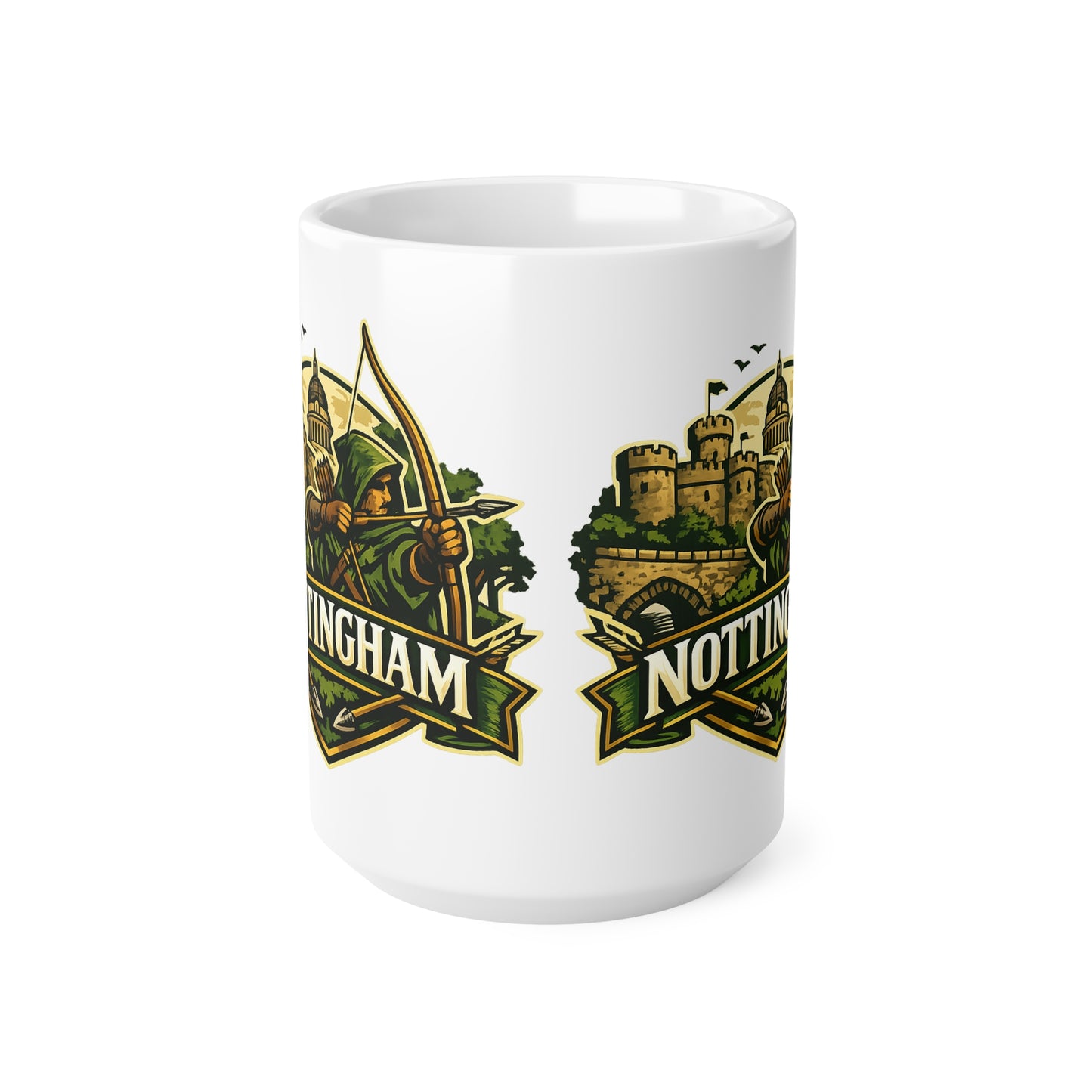 Nottingham Robin Hood Ceramic Coffee Mug — 11oz & 15oz Travel-Perfect Gift
