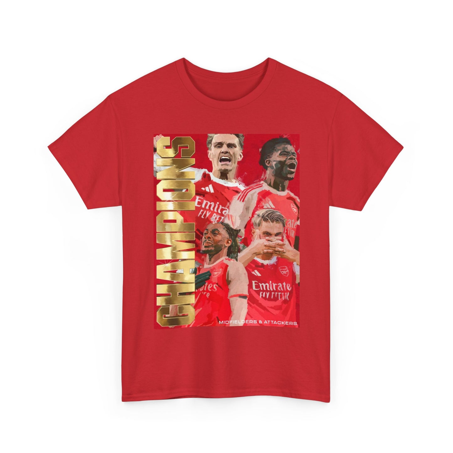 Arsenal Champions Collage Tee — Red Football Fan Shirt