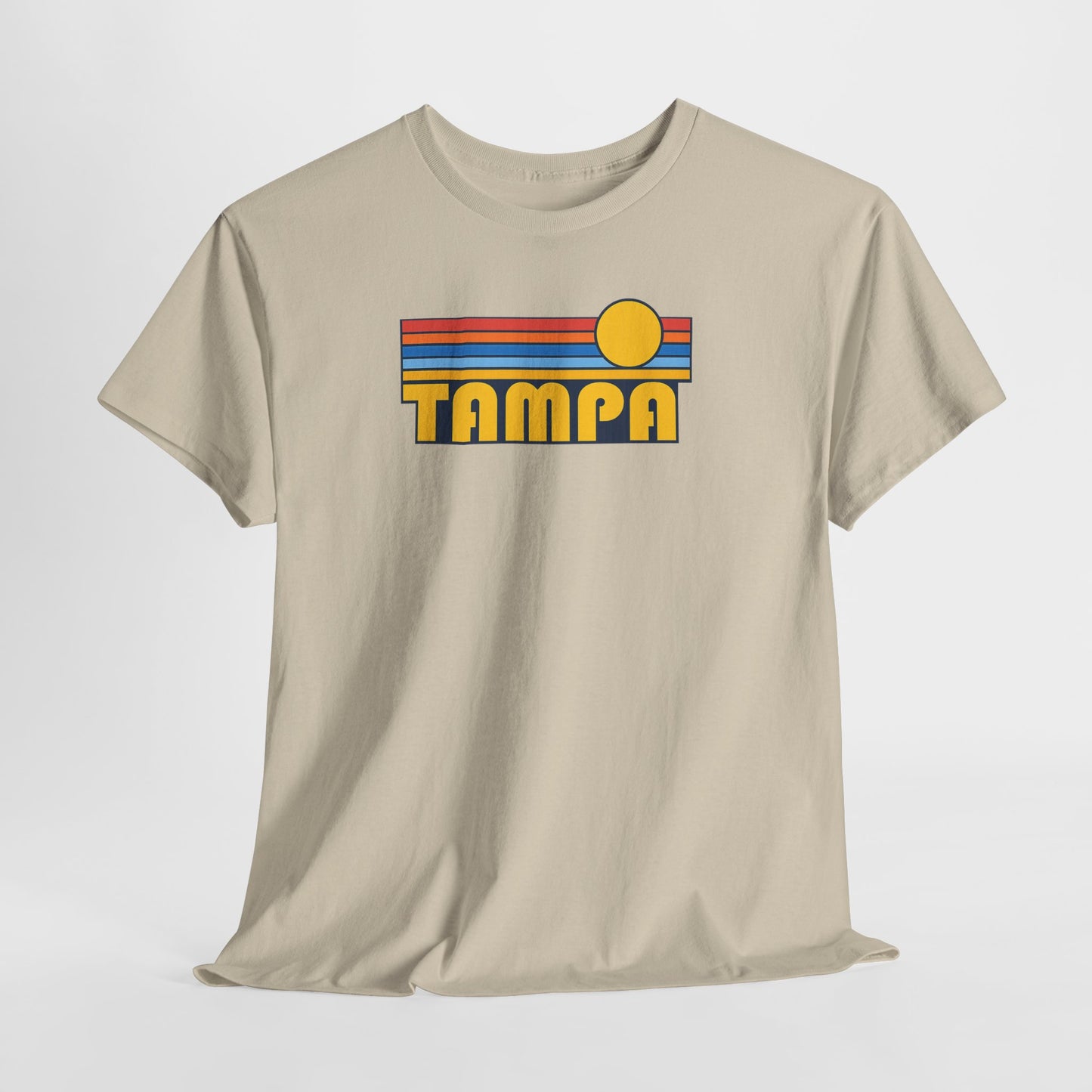 Tampa Retro Sunset T-Shirt — Vintage 70s Striped Beach Tee