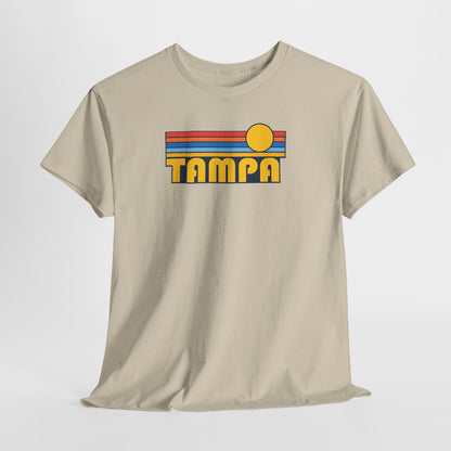 Tampa Retro Sunset T-Shirt — Vintage 70s Striped Beach Tee