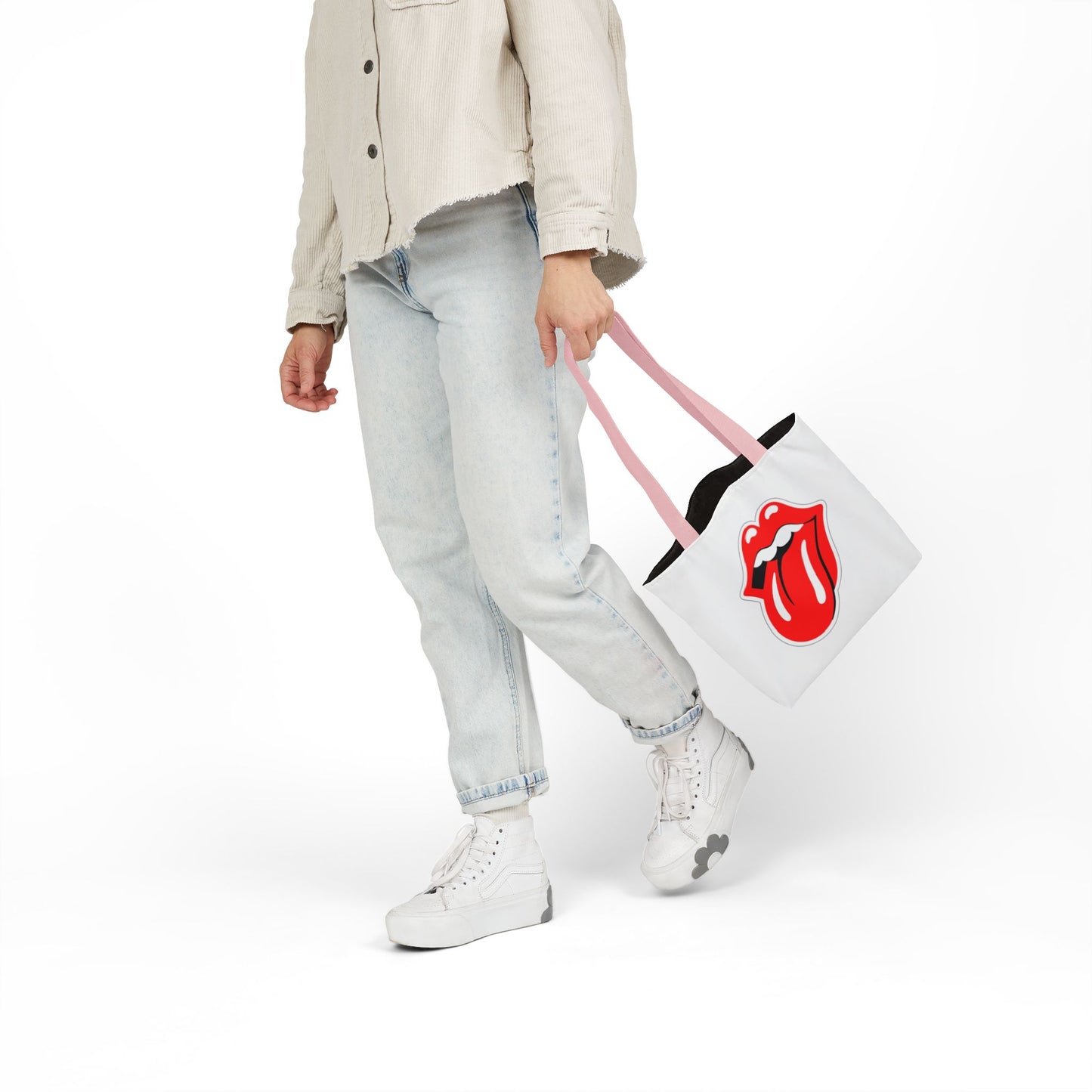 Rock & Roll Tongue Canvas Tote Bag — Retro Lip Graphic