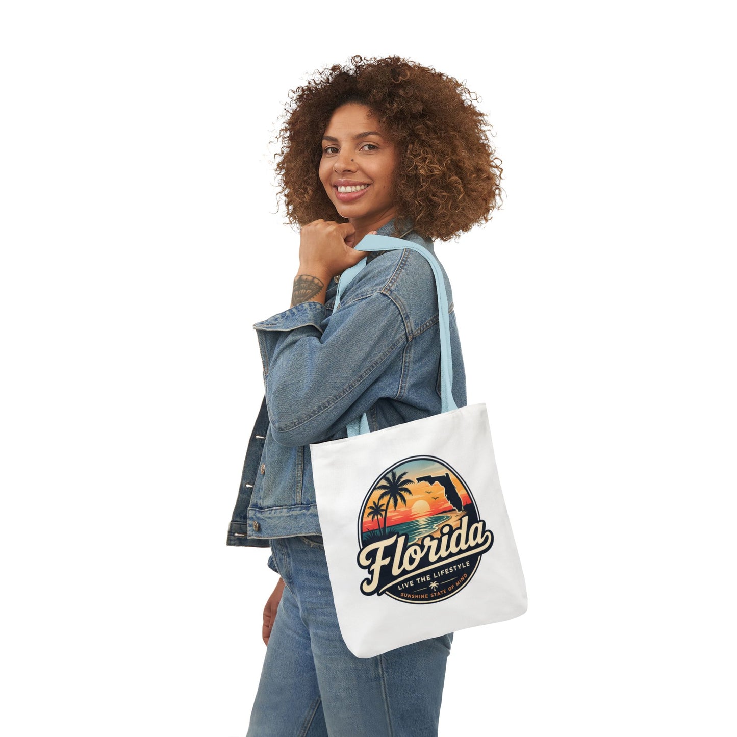 Florida Sunset Canvas Tote Bag — Retro Palm Beach Design