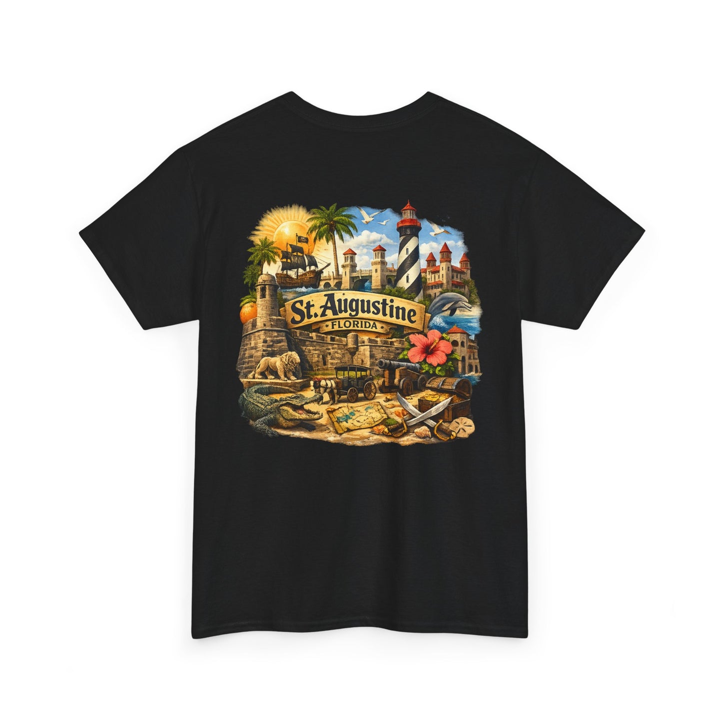 St. Augustine Florida Vintage Travel Tee — Retro Beach & Lighthouse Souvenir T-Shirt