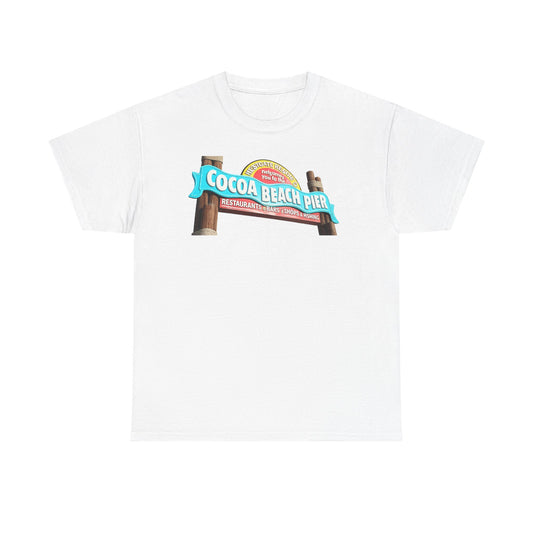 Cocoa Beach Pier T‑Shirt — Retro Beach Sign Vacation Tee
